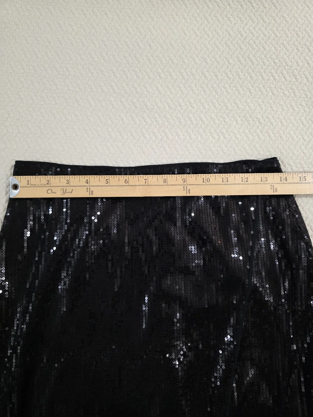 NWT InTempo Black Sequin Midi Skirt Front Side Slit M